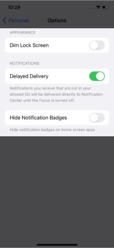 Inne opcje dostosowywania w Focus na iOS 15