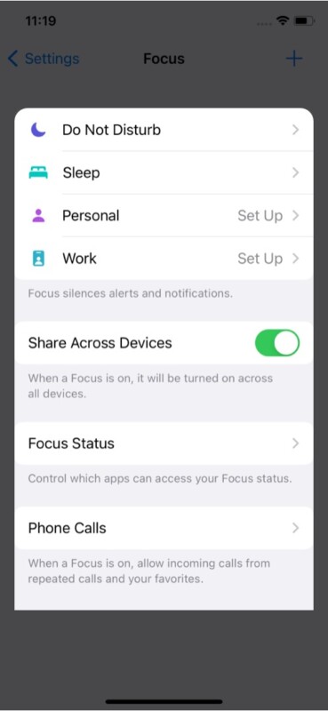 Podstawowe ustawienia ostrości w iOS 15