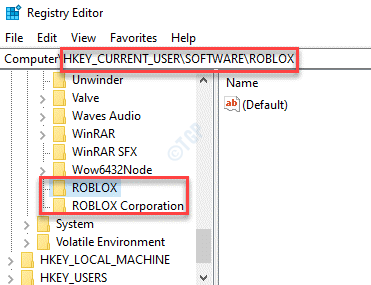 Edytor rejestru Przejdź do klawiszy Roblox i Roblox Corporation Kliknij prawym przyciskiem myszy Usuń