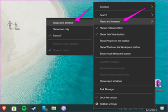 Wyłącz Włącz zadanie wiadomości i zainteresowańb ar Widget w Windows 10 2