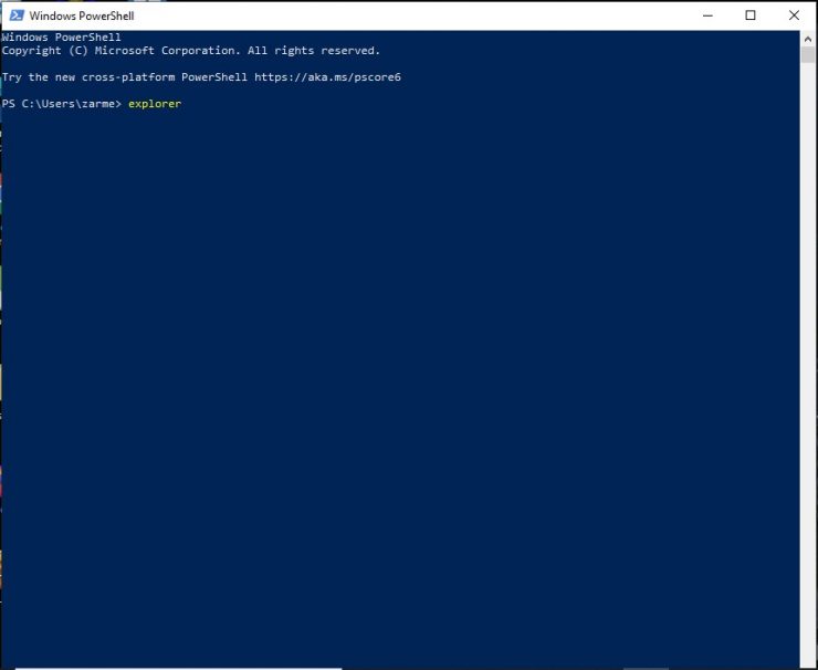 Проводник с подсказками Powershell