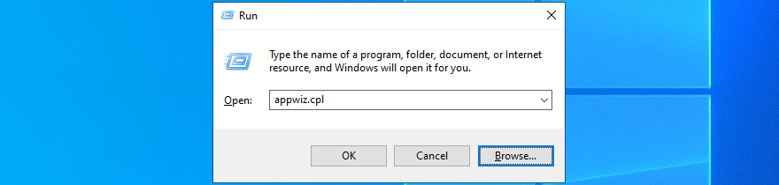 Windows 10 показывает, как запустить appwiz.cpl
