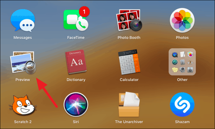 Доступ к предварительному просмотру с Launchpad на Mac