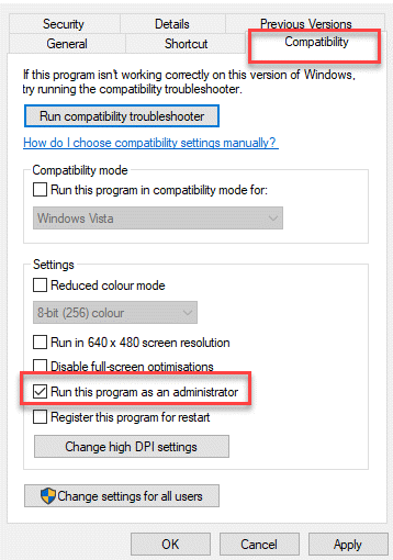 Свойства Совместимость Запустить эту программу от имени администратора Проверить