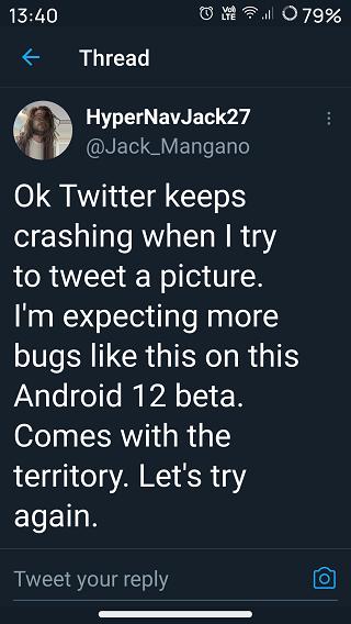 Twitter-сбой-Android-12-beta-1