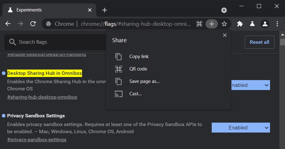 Chrome Sharing Hub