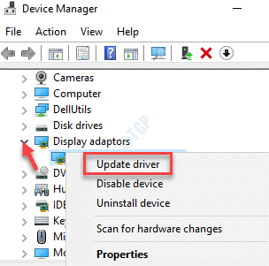 Device Manager Display Adapters Graphics Card Right Click Update Driver