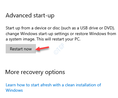 Settings Recovery Advanced Startup Restart Now