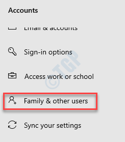 Settings Accounts Family & Other Users