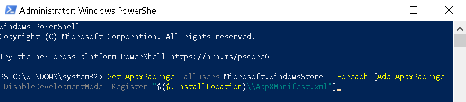 Ms Store Reinstallusingpowershell