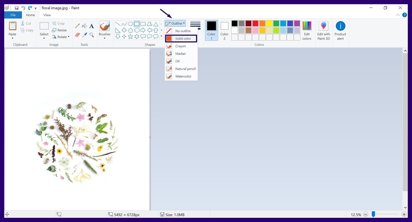 Добавить границы с помощью Microsoft Paint шаг 6