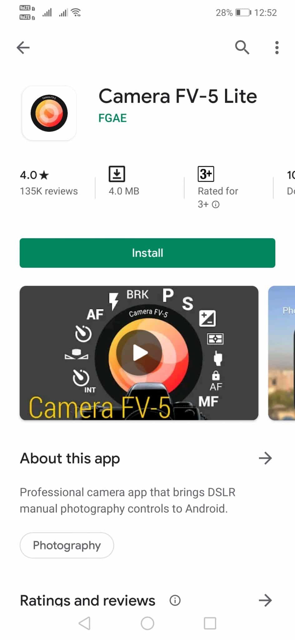 Установить камеру FV-5 Lite на Android