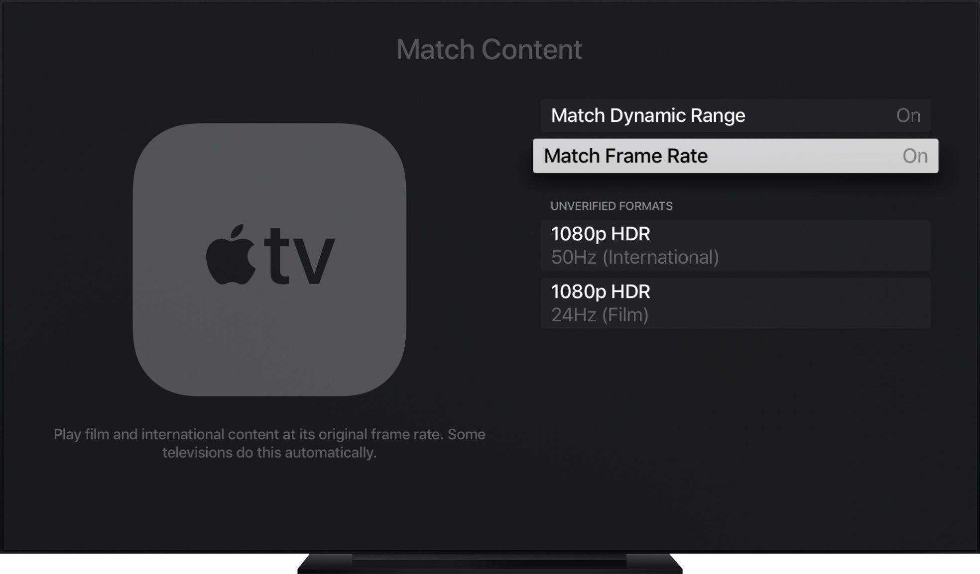 Как настроить эпл тв. Apple TV HDR режим. Андроид приставка с auto frame rate. Android TV Player with auto frame rate.