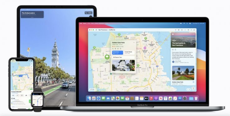 Переключение между милями и километрами в Apple Maps для Mac