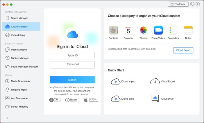 iMobie AnyTrans для iOS iCloud Manager
