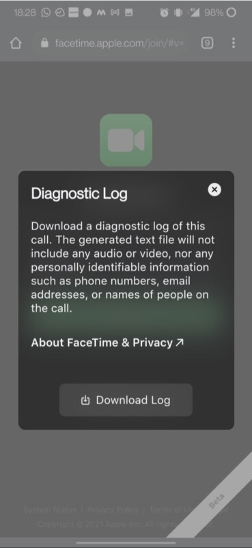 Загрузить журнал диагностики звонка на Android-устройстве