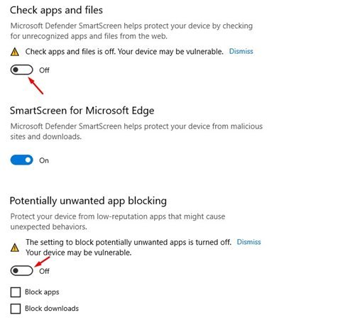 Как отключить microsoft defender. Potentially unwanted app blocking.