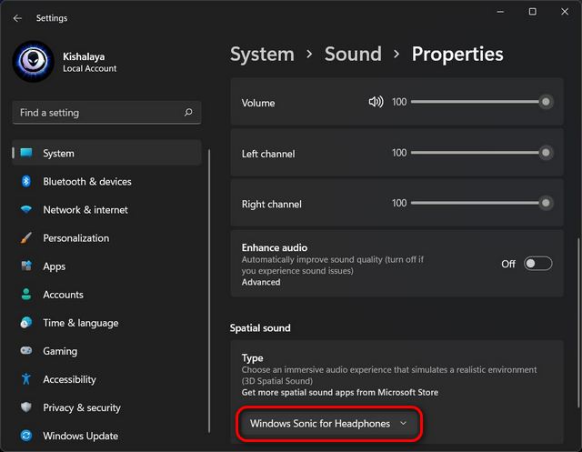 Пространственный звук windows sonic. Enhance Audio Windows.