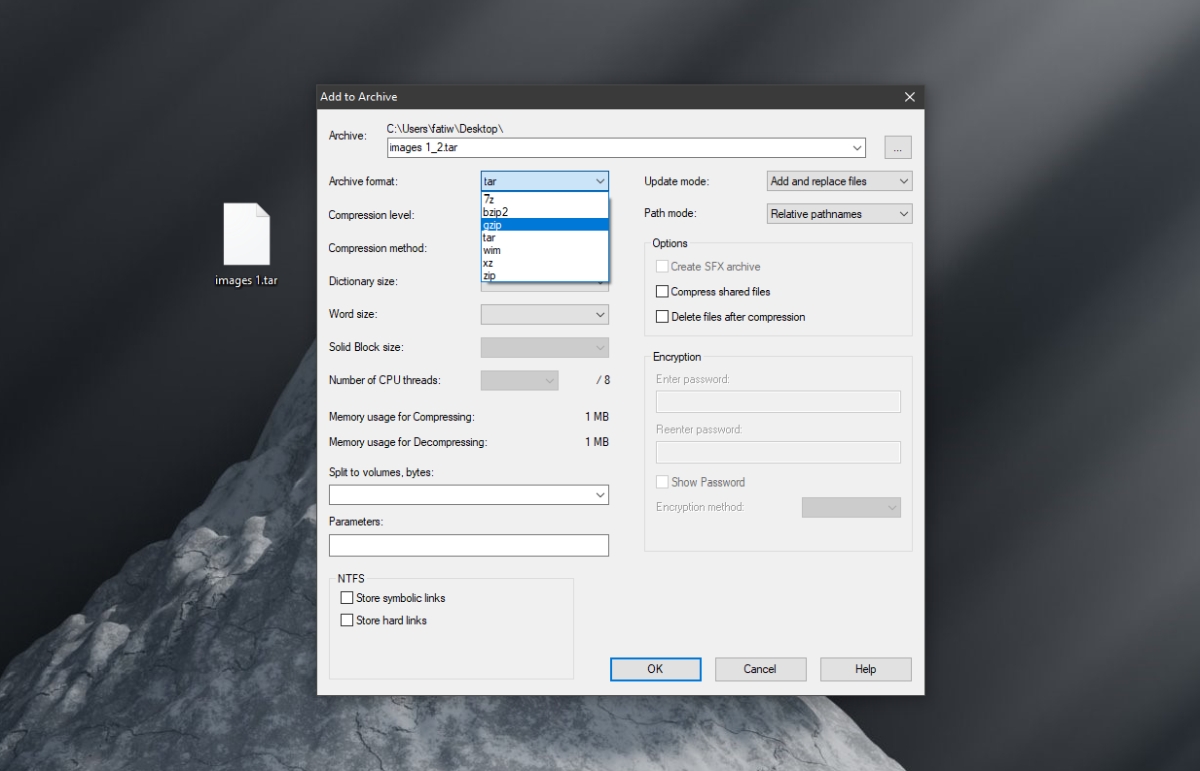 Как открыть файл tar. Как запаковать в tar gz архив в windows 10.