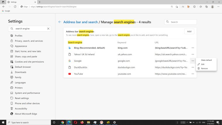 Вы больше не можете удалить поисковую систему по умолчанию в Chrome ...