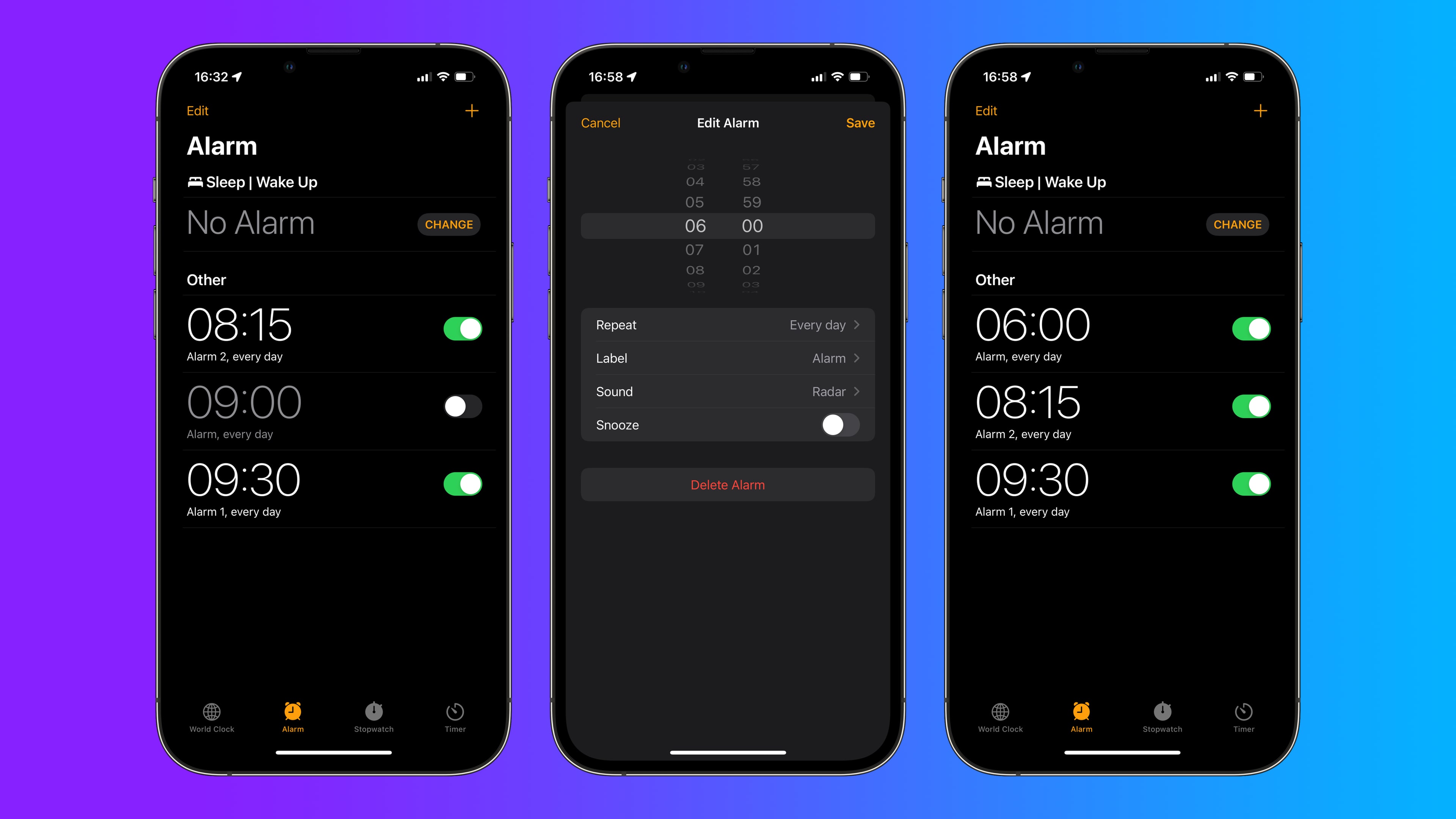 Будильник IOS 16. Кнопка Edit. Alarm Screen iphone. IOS 17.