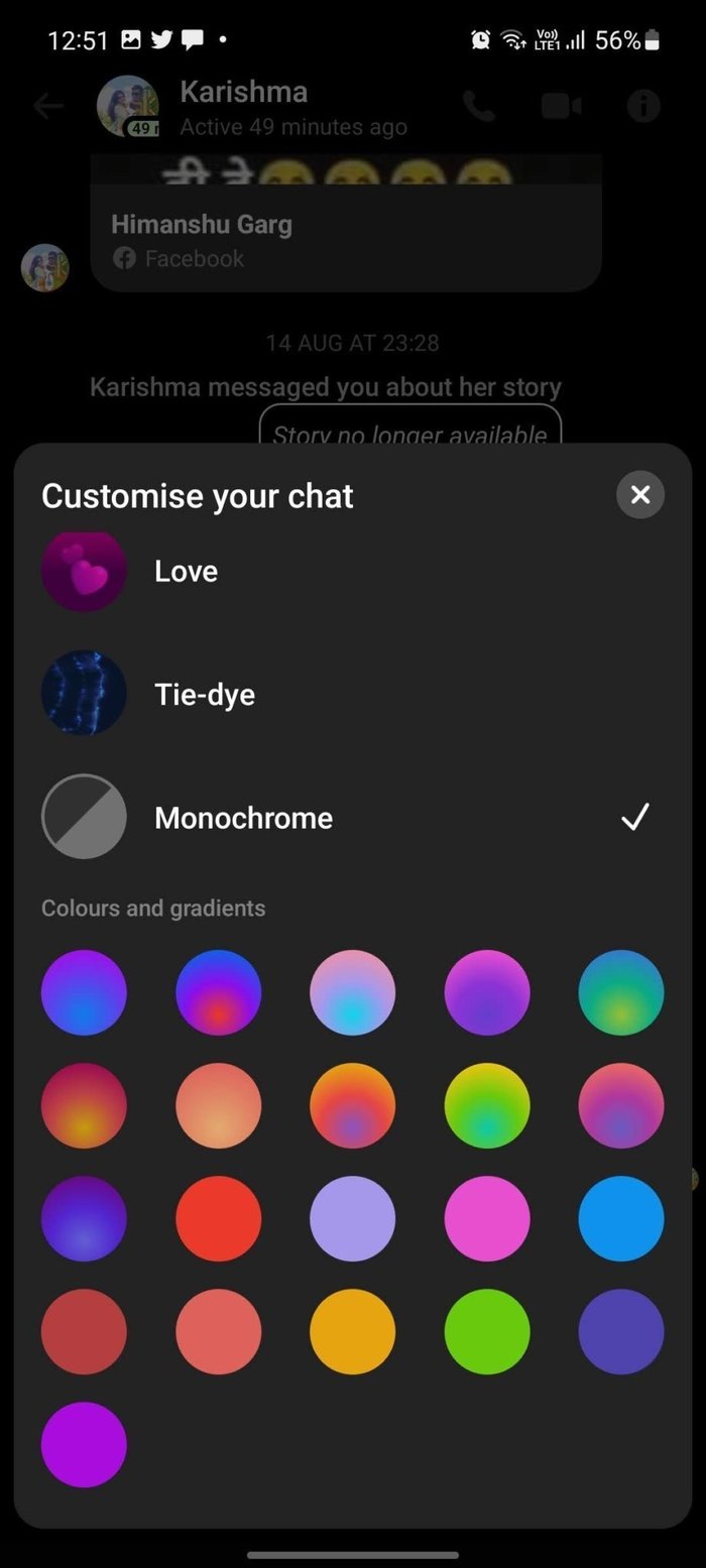 Change color facebook chat