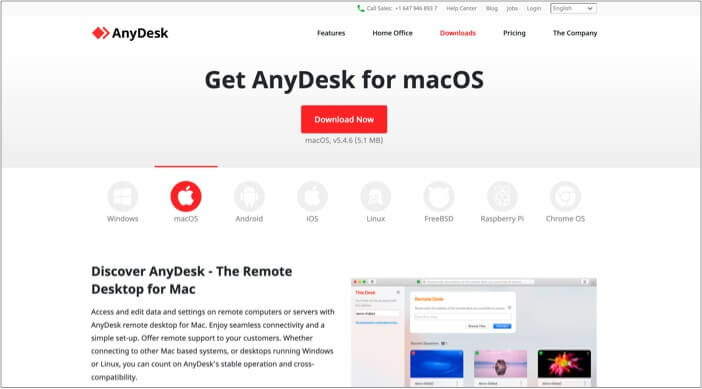 ภาพหน้าจอแอป AnyDesk Mac Remote Desktop