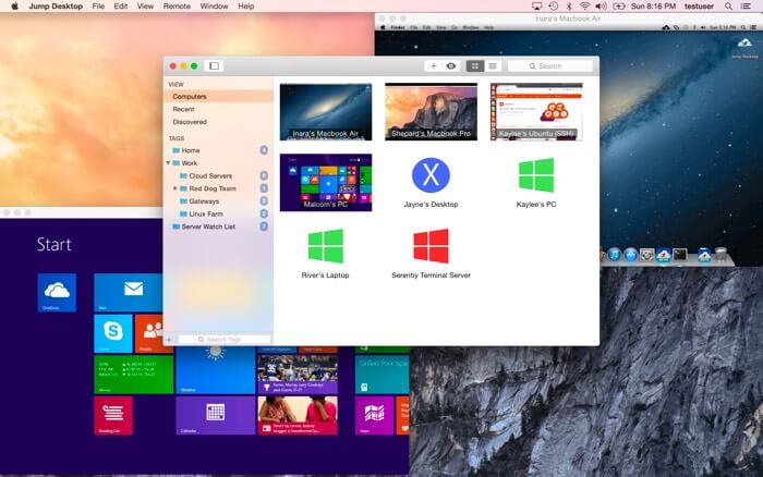 ภาพหน้าจอแอป Jump Desktop Mac Remote Desktop