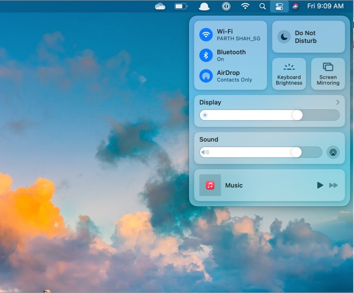 Use Mac Control Center in macOS big sur