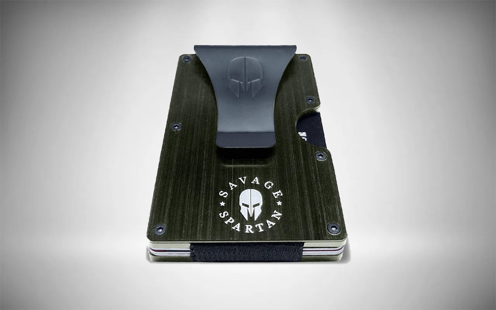 Savage Spartan Tactical Wallet | Slim Minimalist RFID การปิดกั้นผู้ถือบัตรเครดิตโลหะอลูมิเนียม