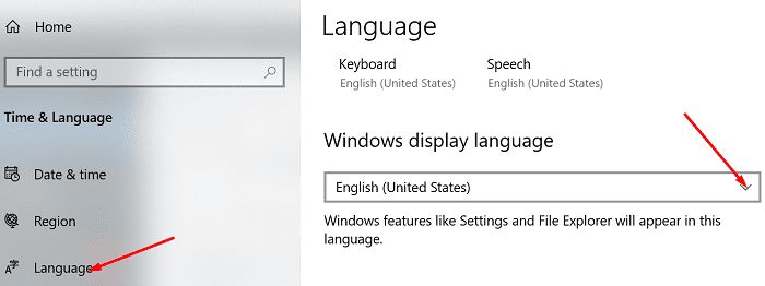 เปลี่ยนภาษาที่แสดงของ windows