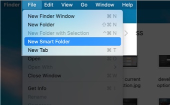 เลือกโฟลเดอร์อัจฉริยะใหม่บน Mac