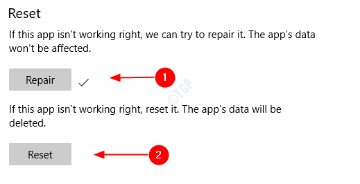 ซ่อมแซมและรีเซ็ต