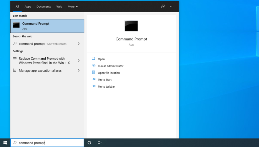 Windows 10 แสดงวิธีการเข้าถึง Command Prompt จากเมนู Start