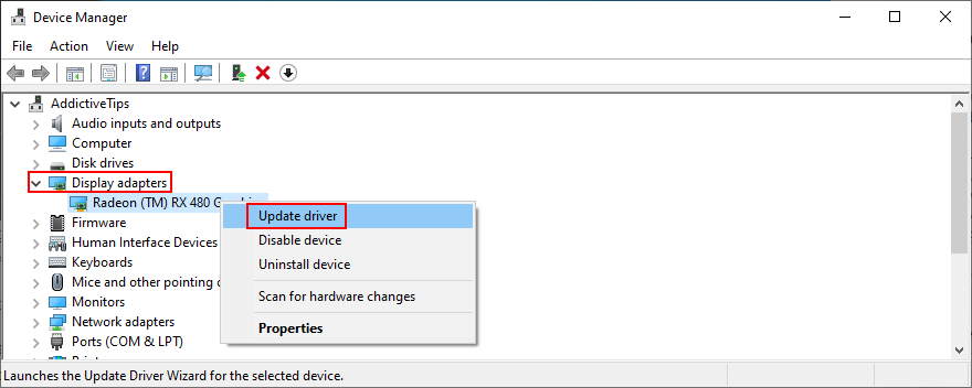 Windows แสดงวิธีการอัปเดตไดรเวอร์การ์ดแสดงผลใน Device Manager