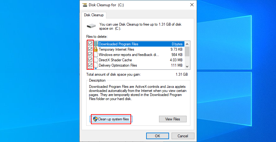 Windows 10 แสดงวิธีเลือกไฟล์สำหรับ Disk Cleanup