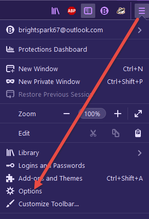 Firefox Menu Options