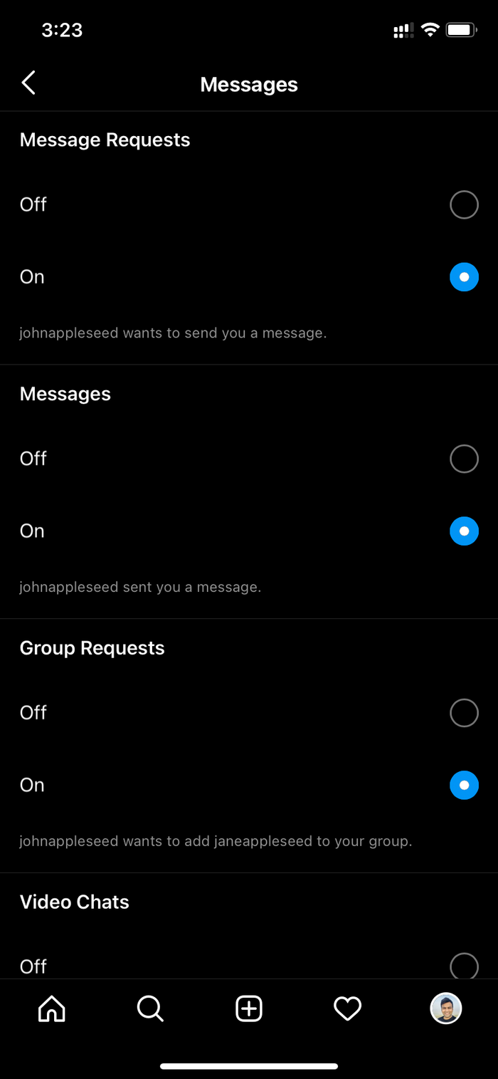 เปิดใช้งาน instagram notificaiton