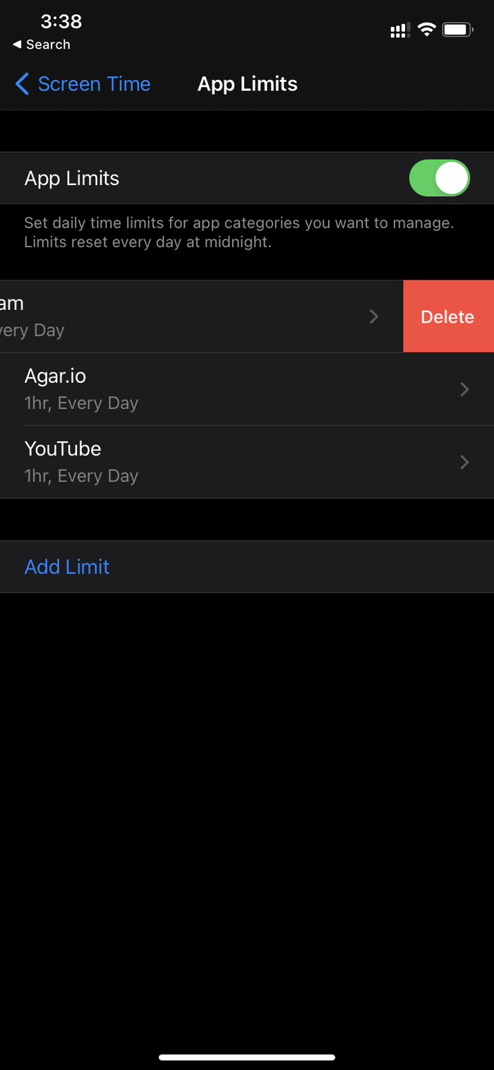 Delete Instagram from Screen time