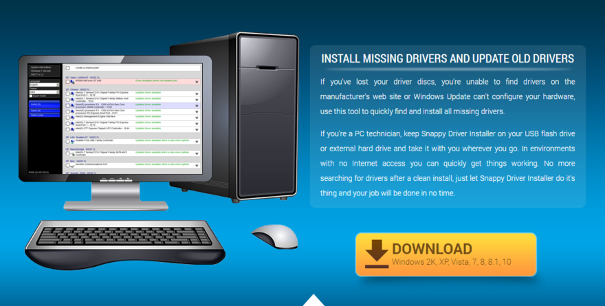 The homepage of Snappy Driver Installer