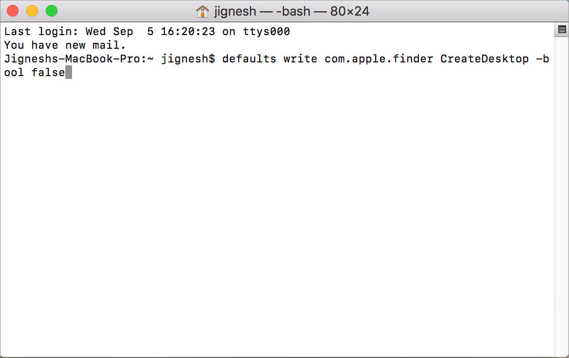 ป้อนคำสั่งซ่อนใน Mac Terminal App