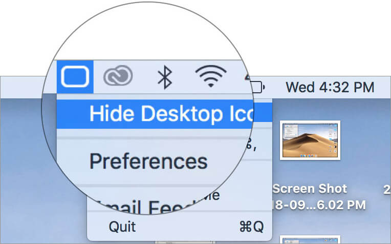 เลือกซ่อนไอคอนเดสก์ท็อปใน Mac HiddenMe App