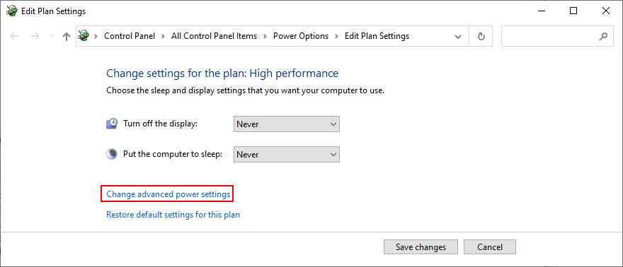 Windows shows how to change advanced power settings