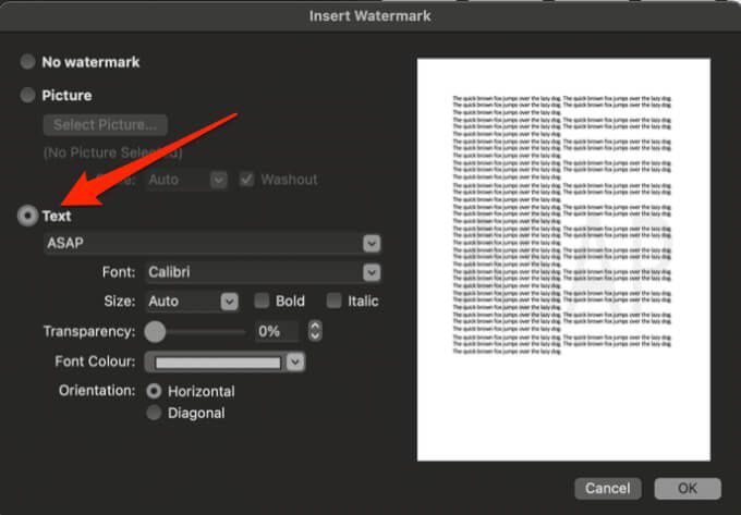 scale size of watermark picture in word for mac