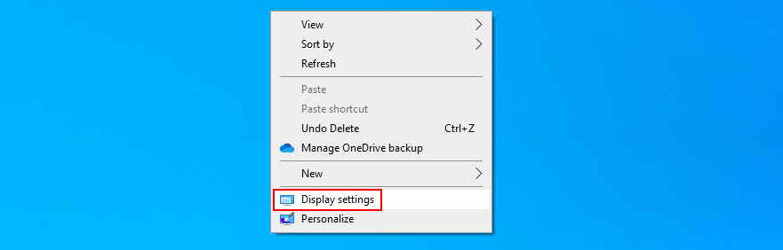 Windows 10 shows how to access display settings