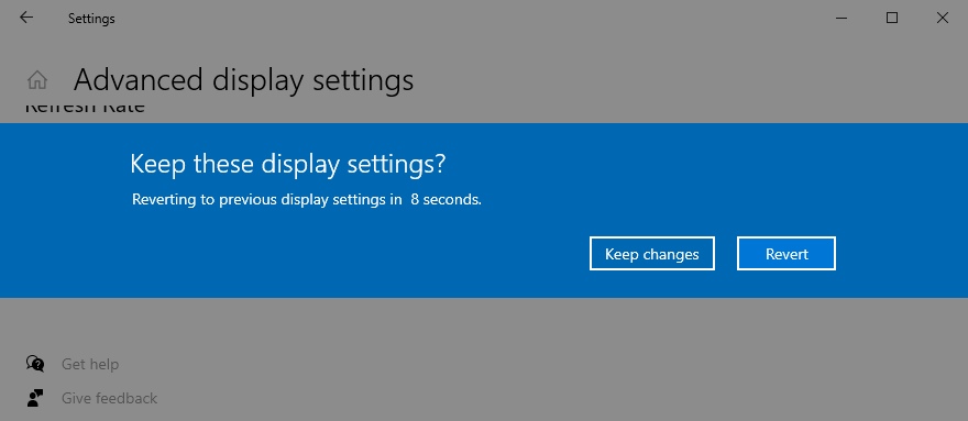 Windows 10 shows how to confirm display settings