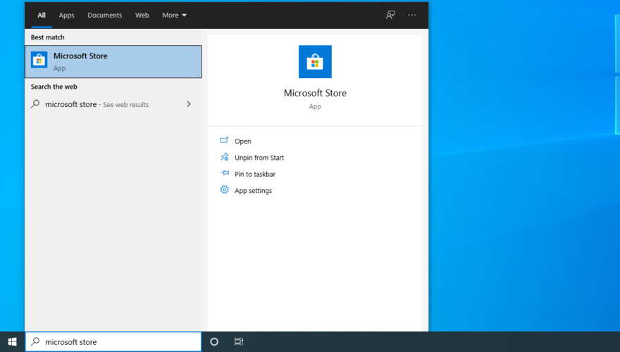 Windows 10 แสดงวิธีเข้าถึง Microsoft Store จากเมนูเริ่ม