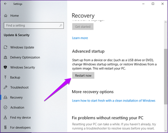 ตัวเลือกการกู้คืนการตั้งค่า Windows เริ่มต้นใหม่