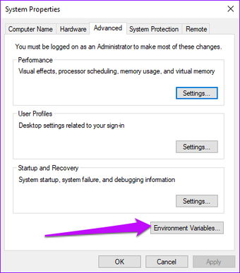 Environment Variables System Properties