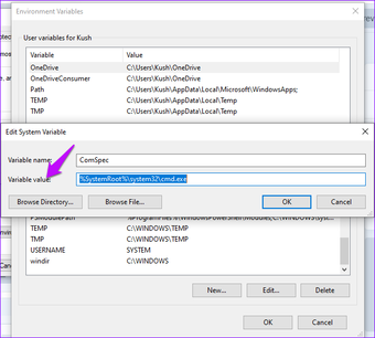 Save Environment Variable Windows 10